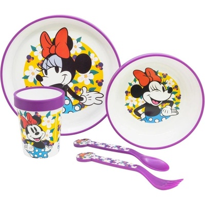 Stor Комплект за хранене с неплъзгаща основа Stor - Premium, Minnie Sunshine, 5 части (81285)