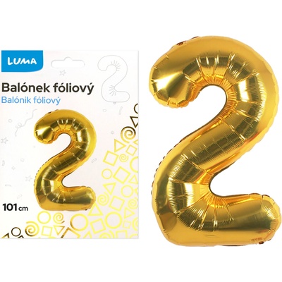 LUMA Balónek foliový č. 2 ZLATÝ 101 cm