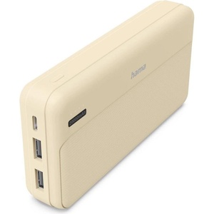 Hama Външна батерия "Pocket 20", 20000 mAh, Изходи: 2x USB-A, бежов (HAMA-201775) - ezona