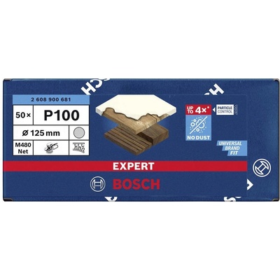 Bosch Accessories EXPERT M480 2608900681 brúsna sieť pre excentrickú brúsku bez otvorov Zrnitosť 100 (Ø x d) 125 mm x 125 mm 50 ks; 2608900681