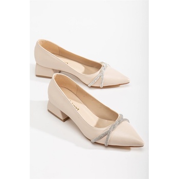 Moda Trend Дамски обувки с декоративни камъни - Светлобежови #405865 (405865_Камел)