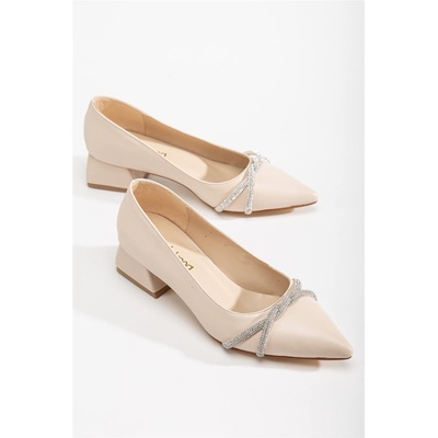 Moda Trend Дамски обувки с декоративни камъни - Светлобежови #405865 (405865_Камел)