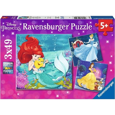 Ravensburger Disney princezny: Dobrodružství 3 x 49 dílků