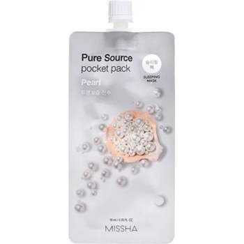 MISSHA Pure Source Pocket Pack Pearl - Нощна озаряваща маска за лице с перлени частици 10мл