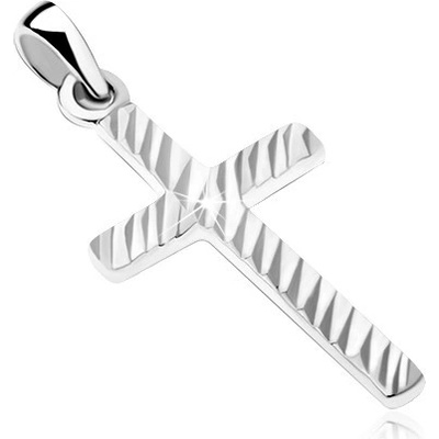 Šperky eshop Latinský kříž s rýhovaným povrchem přívěsek ze stříbra 925 AC24.10