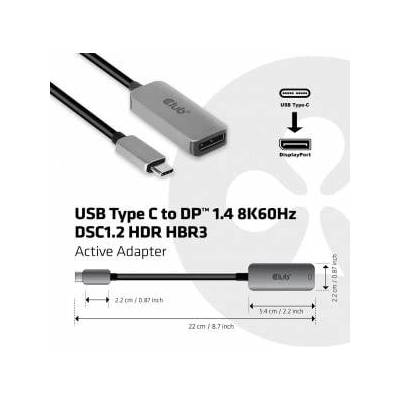 Adapter Club3D CAC-1567 USB Type-C to DisplayPort 1.4 8K30Hz HBR3 Active Adapter