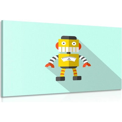 Obraz žlutý robot na modrém pozadí - 90x60