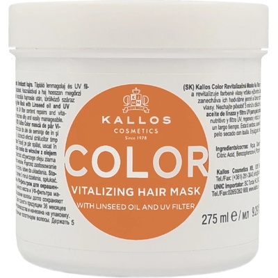 Kallos KJMN Color Hair Mask With Linseed Oil And Uv Filter 275 ml