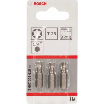 Skrutkovací bit Bosch Extra Hart T25, L 25 mm, 3 ks - 2607001615
