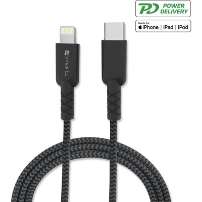 4smarts USB-C кабел към Lightning за Apple устройства - 4smarts MFI RAPIDCord PD USB-C to Lightning Cable 1m (черен) (4S465558)