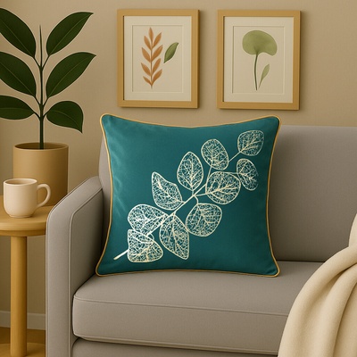 Takoy zo zamatu so zlatou potlačou vetvičky a ozdobným lemovaním-HF-375504 45 x 45 cm