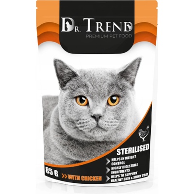 Dr. TREND Dr trend Мокра храна /пауч/ за кастрирани котки, с пиле