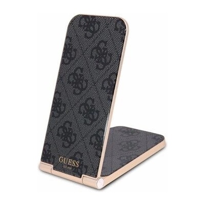 Guess Aluminium Stolní Bezdrátová Magnetická Nabíječka 2v1 4G Pattern, černé