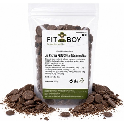 Fitboy Cru Pachiza PERU 39% mliečna čokoláda 200 g