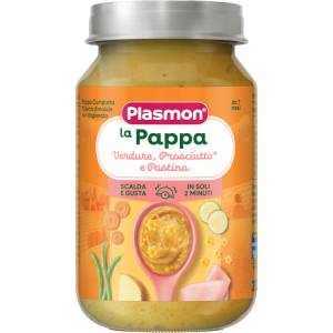 Plasmon Пюре от зеленчуци, бебешка паста и свинско месо 7+м 200г - topcho-online