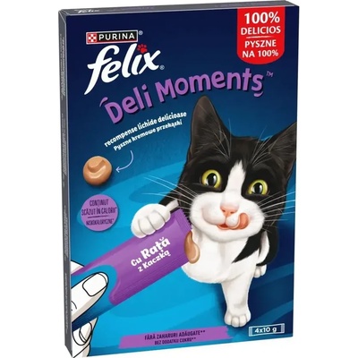 Purina Felix Deli Moments Liquid Snacks with Duck течно лакомство за котки с патешко 4 х 10gr