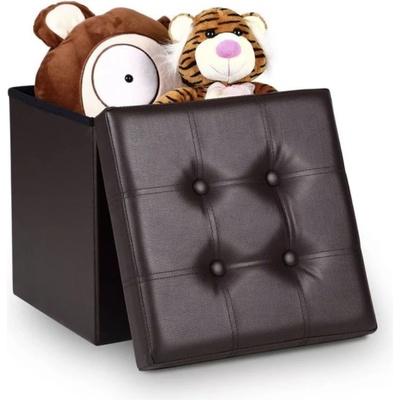 FurniGO Taburetka s úložným prostorem 38x38x38 cm - hnědá