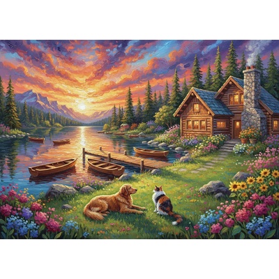 Alipson Puzzle - Puzzle Sunset Over the Lake - 500 piese