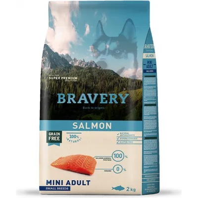 Bravery Salmon Mini Breeds Adult Dog - Пълноценна храна за израснали кучета от дребни и мини породи със сьомга 2 кг