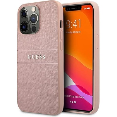 GUESS Калъф Guess GUHCP13XPSASBPI Saffiano Stripe, за iPhone 13 Pro Max, розов (GUE001482-0)