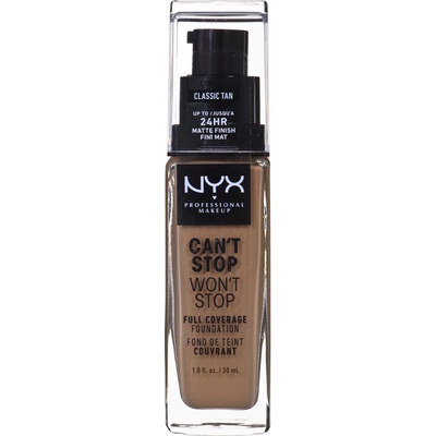 NYX Professional make-up Can't Stop Won't Stop vysoko krycí make-up 12 Classic Tan 30 ml