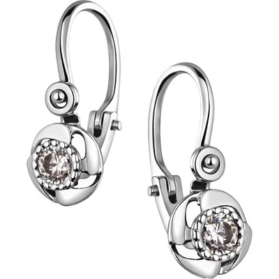 Zlaton Náušnice bílé zlato květina se zirkonem visací 1.3cm 1.2g 000171007242