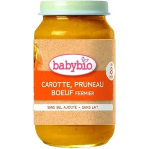 Babybio Био зеленчуково пюре Babybio - Морков, сини сливи и говеждо месо, 200 g (3288131500652) - baby