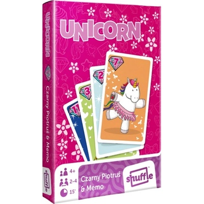 Shuffle Dětské hrací karty 2v1 Černý Petr + Karetní pexeso Unicorn