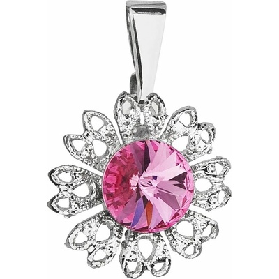 Evolution Group Trblietavý prívesok s ružovým kryštálom Swarovski Kvetina 54032.3 rose