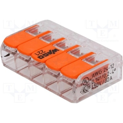 WAGO 221-415 Rychlosvorka; 221; 32A; 450V; na kabel; pružinová svorka; 0,2÷4mm2 – Sleviste.cz