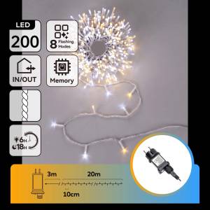 Aigostar - LED външен коледен гирлянд 200xLED/8 функции 23m IP44 топло/студено бяло (AI3124)