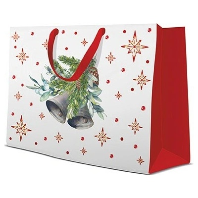 PAW2 Dárková taška PAW horizontální 33,5x 26,5x13 cm Jingle Bells