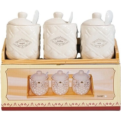 Буркани за съхранение на дървена поставка 3броя (02-14286/1)