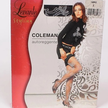 Image 1 of Черни фигурални 7/8 чорапи с ефектни бели орнаменти