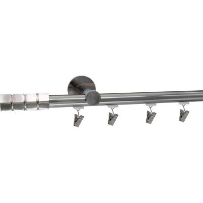 KovovégarnýžeCZ Garnýž broadway Craft 19 mm efekt nerez Dvouřadá, jezdec s háčkem, 320 cm