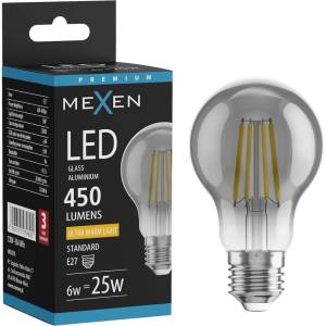 Mexen Vintis LED филaментна крушка E27, A60, 6W, Топла - 2200K, 450 lm, димна - L150-E27-0622-70 (L150-E27-0622-70)