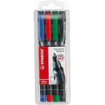 STABILO Комплект маркери за алкохол, 1 мм, STABILO "OHPen M", 4 различни цвята 843/4 (843/4)