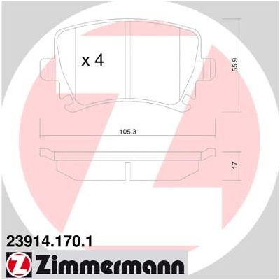 ZIMMERMANN Sada brzdových platničiek kotúčovej brzdy 239141701