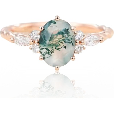 Majya Stříbrný prsten BALANCE rose s mechovým achátem 11096 5