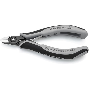 KNIPEX Клещи диагонални резачки, черно-сива ръкохватка 125мм, ESD, с отваряща пружина, Knipex (K7902125ESD)