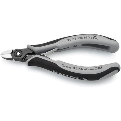 KNIPEX Клещи диагонални резачки, черно-сива ръкохватка 125мм, ESD, с отваряща пружина, Knipex (K7902125ESD)
