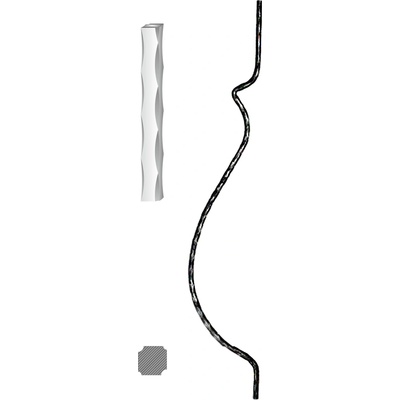 Tyč 12 x 12 mm, 900 x 160 mm