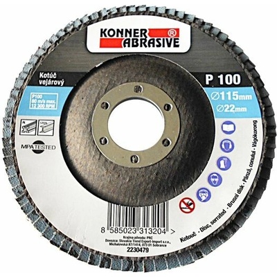 Kotúč KONNER 260 125x22 mm, A40, zirkónový, vejarový, lamelový, nerez