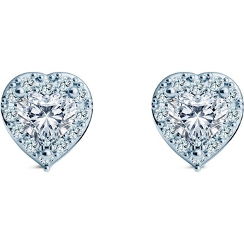 SAVICKI Обеци This is Love: бяло злато, диаманти с шлиофвка "сърце