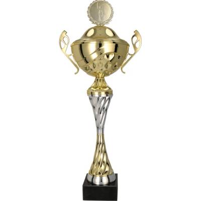 Kovový pohár s poklicí Zlato-stříbrný Výška: 28 cm Průměr: 10 cm