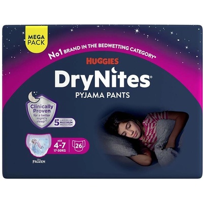 Huggies DryNites MEGA pro dívky 4-7 let 17-30kg 26ks