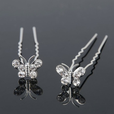Naishide Jewelry Svatební vlásenky MOTÝL 10 ks - stříbrná