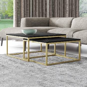 Mirjan24 К-кт 2x Масичка за кафе DUAL черен/златист (MJ0138)