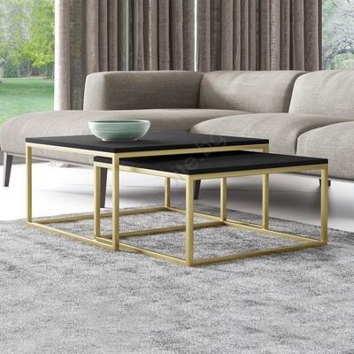 Mirjan24 К-кт 2x Масичка за кафе DUAL черен/златист (MJ0138)