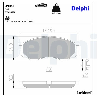 Sada brzdových platničiek kotúčovej brzdy DELPHI LP1010